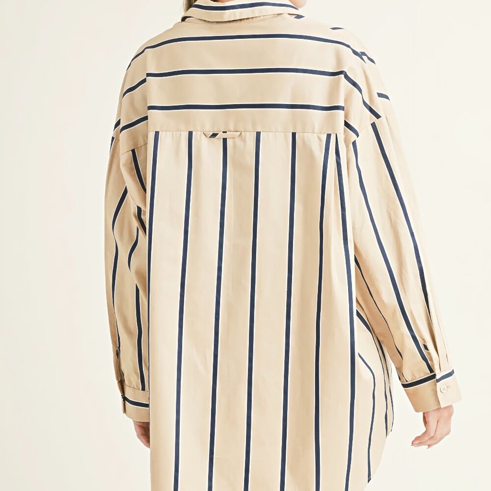 NWT OVERSIZED PINSTRIPE SHIRT DRESS | REVOLVE LOVERS FRIENDS JOAH BROWN - Picture 3 of 6